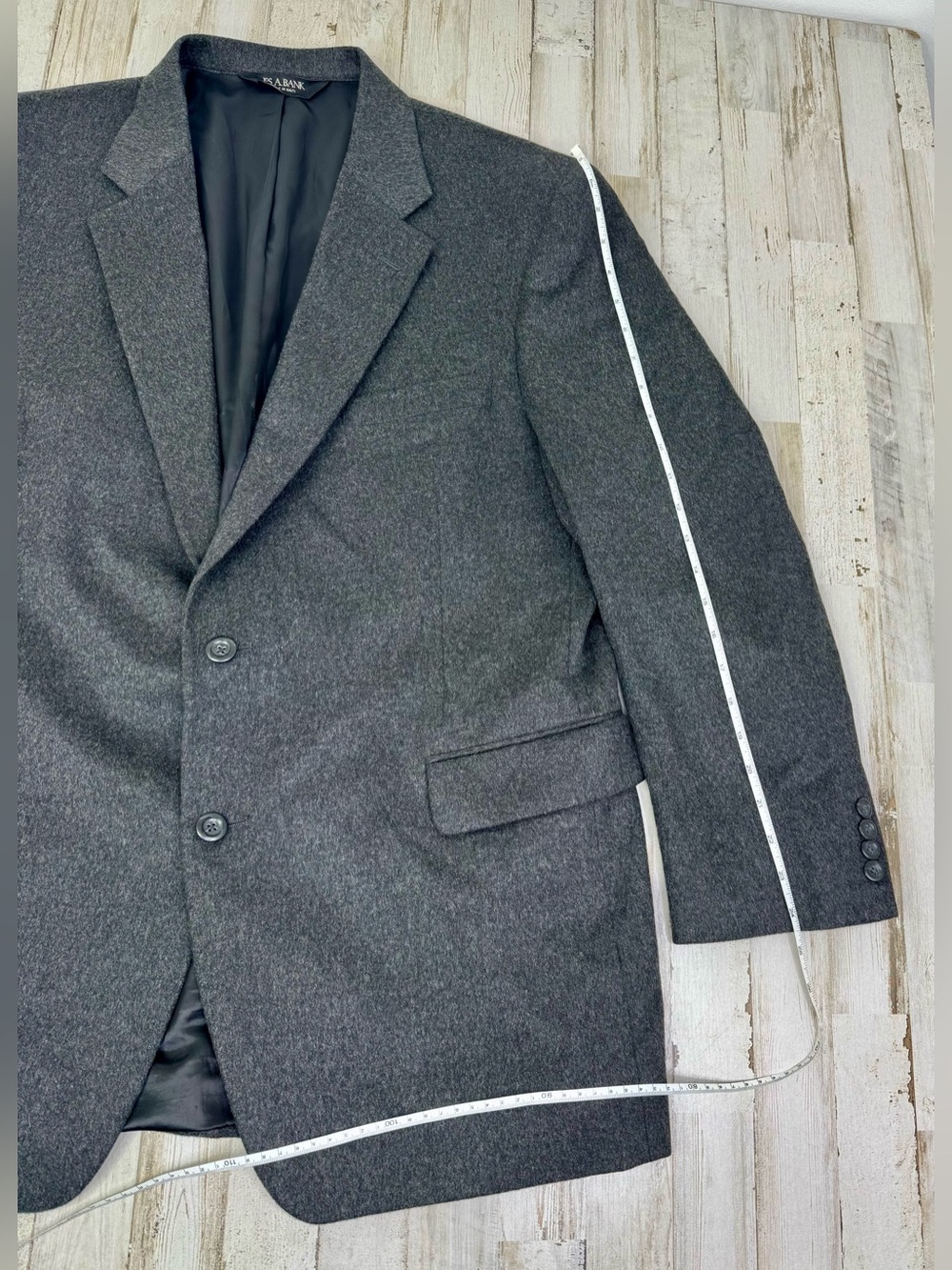 Jos. A. Bank 100% Cashmere 2B Blazer Sport Coat Mens 46R Charcoal Gray - Picture 2 of 11